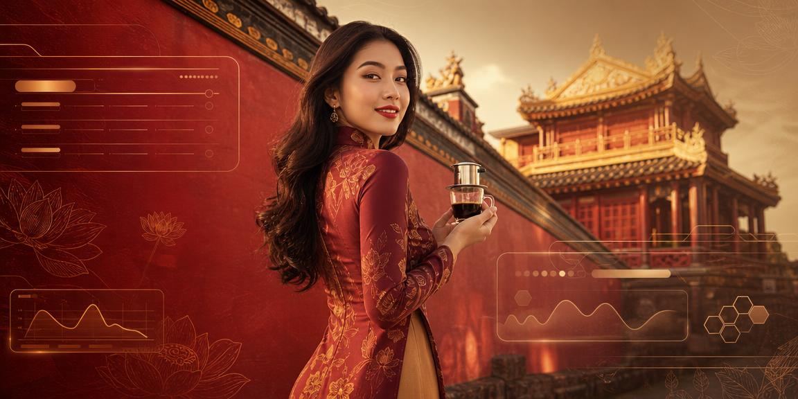 Người dùng tại Huế xem và nhận khuyến mãi ia20 trên điện thoại kèm ly cà phê
